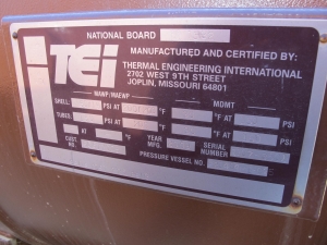 2009 THERMAL ENGINEERING INTERNATIONAL TURBINE PLANT COOLING WATER HEAT EXCHANGER, DIMENSIONS: 79" O.D., OVERALL LENGTH: 494", SHELL WEIGHT: 64,215 LBS, TUBE TYPE: TITANIUM SB338 GRADE 2, TUBESHEET-STATIONARY SA-516-70 W/ TITANIUM CLAD, IMPINGEMENT PROTECTION S/S, S/N T1073501 (FOR COMPLETE DETAILS, SEE SPEC SHEET OR CALL) (G-22) LOADING & HANDLING FEE $15,000-4405