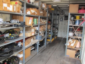 CONTENTS OF 8'X8'X20' STORAGE CONTAINER: "ELECTRICIANS DREAM II" LARGE QUANTITY OF: SPOOLS OF WIRE, COMMUNICATION CABLE, CLAMPS, SEALS, PLUGS, FITTINGS, LIGHTS, PLUS SO MUCH MORE. (G-20/#5) (TO BE PURCHASED ONLY BY AN INSURED BUYER, TO BE LOADED BY HAND. NO FORKLIFT USE ALLOWED.)-4408