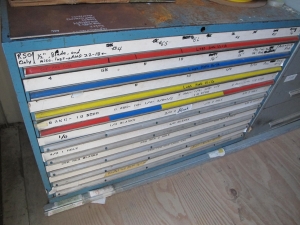 CONTENTS OF 8'X8'X20'STORAGE CONTAINER: "ELECTRICIANS DREAM III" LARGE QUANTITY OF: 9- DRAW CABINET W/LUGS, STUDS, BLANKS, BUTTS & PAR, PLUS SO MUCH MORE. (G-20/#6) (TO BE PURCHASED ONLY BY AN INSURED BUYER, TO BE LOADED BY HAND. NO FORKLIFT USE ALLOWED.)-4409