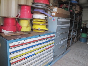 CONTENTS OF 8'X8'X20'STORAGE CONTAINER: "ELECTRICIANS DREAM III" LARGE QUANTITY OF: 9- DRAW CABINET W/LUGS, STUDS, BLANKS, BUTTS & PAR, PLUS SO MUCH MORE. (G-20/#6) (TO BE PURCHASED ONLY BY AN INSURED BUYER, TO BE LOADED BY HAND. NO FORKLIFT USE ALLOWED.)-4409