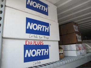 8'X8'X20' STORAGE CONTAINER WITH CONTENTS: PAINTING & SAFETY SUPPLIES, 3M MASKS, NORTH SILICONE HALF MASKS, SPARE RESPIRATORS, DISPOSABLE WIPES, FILTER LIDS, PAINT ROLLERS, PUSH BROOMS, CABLE TIES & EAR PLUGS (G-40/#10) LOADING & HANDLING FEE $400-4414