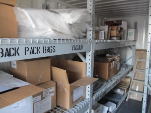 8'X8'X20' STORAGE CONTAINER WITH CONTENTS: PAINTING & SAFETY SUPPLIES, 3M MASKS, NORTH SILICONE HALF MASKS, SPARE RESPIRATORS, DISPOSABLE WIPES, FILTER LIDS, PAINT ROLLERS, PUSH BROOMS, CABLE TIES & EAR PLUGS (G-40/#10) LOADING & HANDLING FEE $400-4414