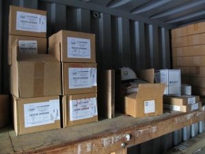 CONTENTS OF 8'X8'X20' STORAGE CONTAINER: TO INCLUDE PAINTING FINISHING AND SANDBLASTING SUPPLIES: VACUUM DISCS, GRINDING WHEELS, TAPE, CLEMCO CARTRIDGES, SPARE PARTS, SAFETY GLOVES, RESPIRATORS, SAND BLASTING MASKS, CHLORIDE ION FIELD TEST KITS, PLUS SO MUCH MORE (G-40/#11) (TO BE PURCHASED ONLY BY AN INSURED BUYER, TO BE LOADED BY HAND. NO FORKLIFT USE ALLOWED.)-4415