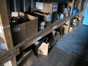 CONTENTS OF 8'X8'X20' STORAGE CONTAINER: TO INCLUDE PAINTING FINISHING AND SANDBLASTING SUPPLIES: VACUUM DISCS, GRINDING WHEELS, TAPE, CLEMCO CARTRIDGES, SPARE PARTS, SAFETY GLOVES, RESPIRATORS, SAND BLASTING MASKS, CHLORIDE ION FIELD TEST KITS, PLUS SO MUCH MORE (G-40/#11) (TO BE PURCHASED ONLY BY AN INSURED BUYER, TO BE LOADED BY HAND. NO FORKLIFT USE ALLOWED.)-4415