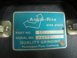 ANGLE -RITE SINE PLATE, ANGLE PLATE, MODEL 5C, SERIAL 26677, 6" X 5 1/2"-673